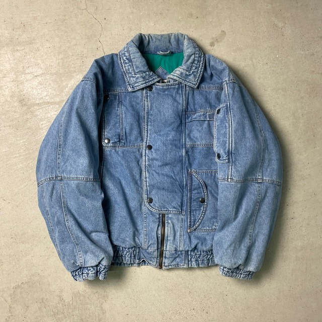 90年代 RUGGED RUN 変形 デニムジャケット キルティングライナー 中綿 
