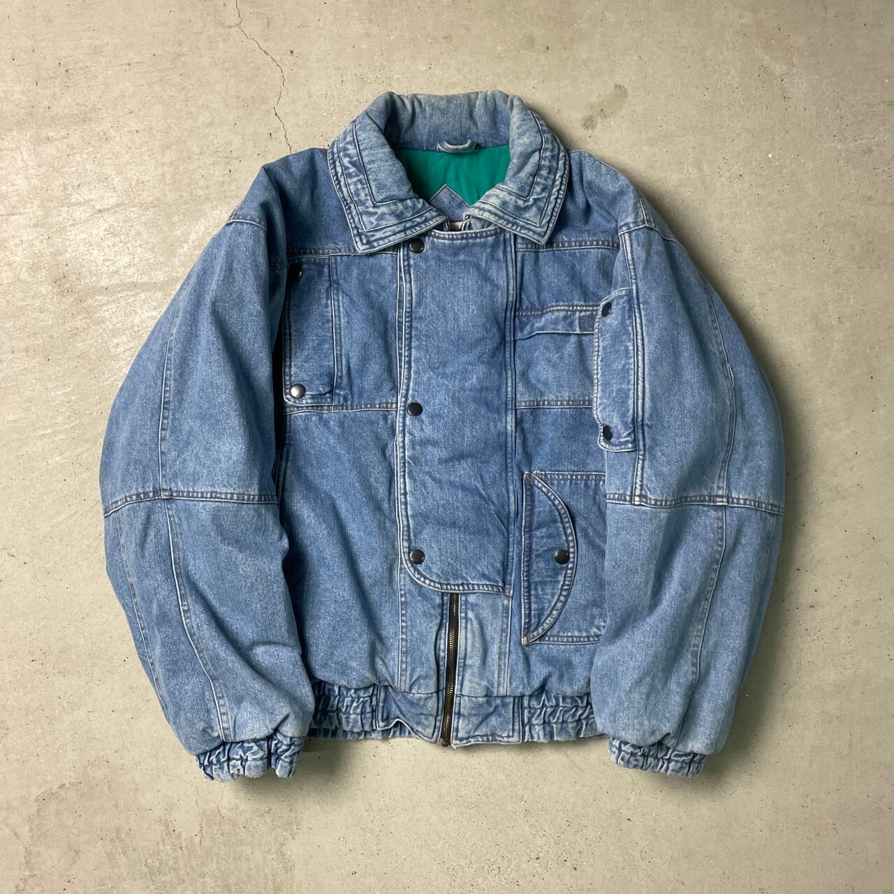 中綿キルティングデニムシャツジャケット 90年代 RUGGED RUN 変形 