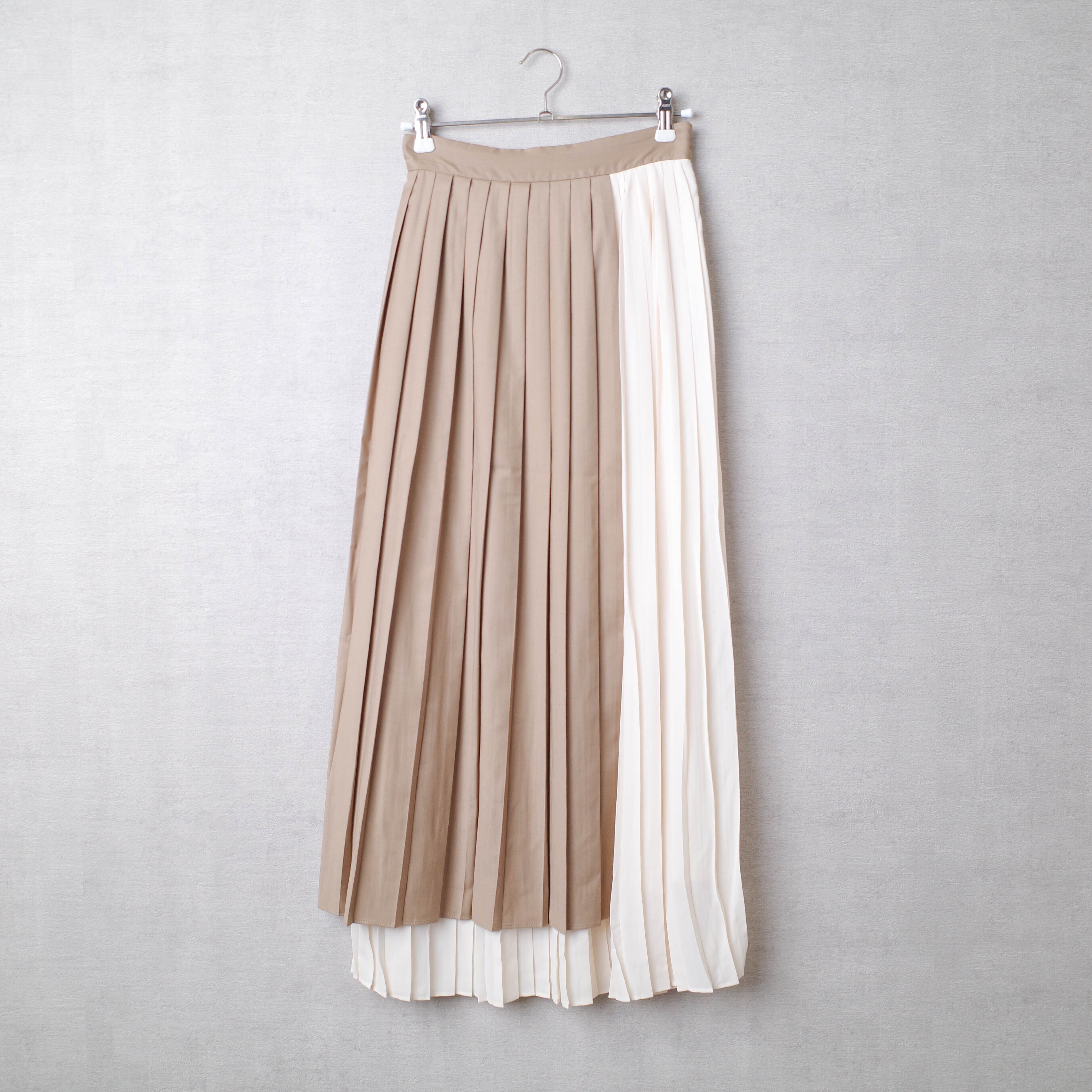 [NEW] CLANE	PLEATS LAYERED SKIRT 10109-6132 BEIGE