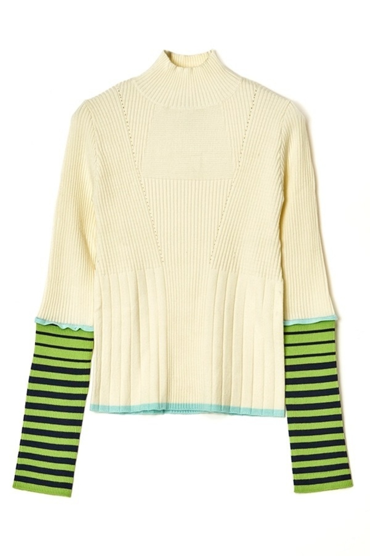 アウラアイラ AULA AILA BORDER SLEEVE RIB KNIT