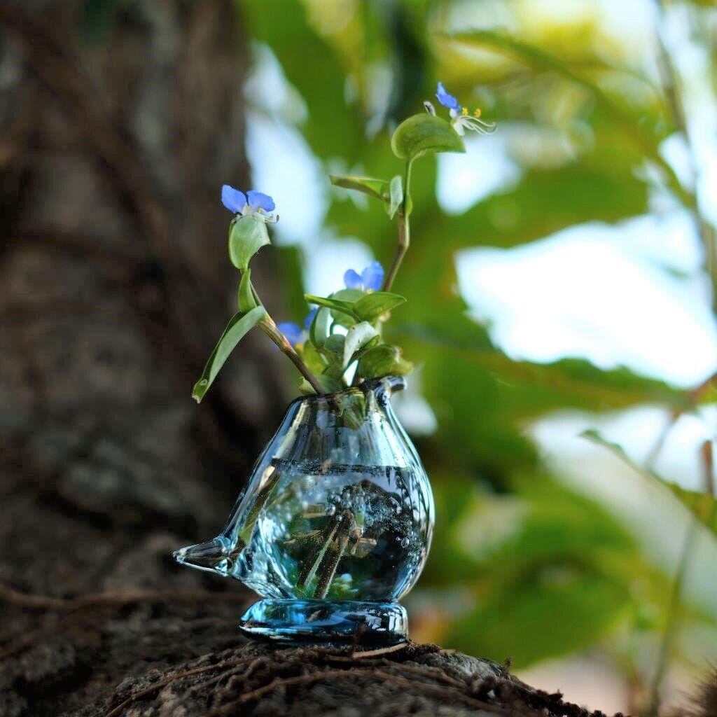 NISHIK硝子ー青い鳥 野の花一輪挿しー | ガラス工房マル glassmaru