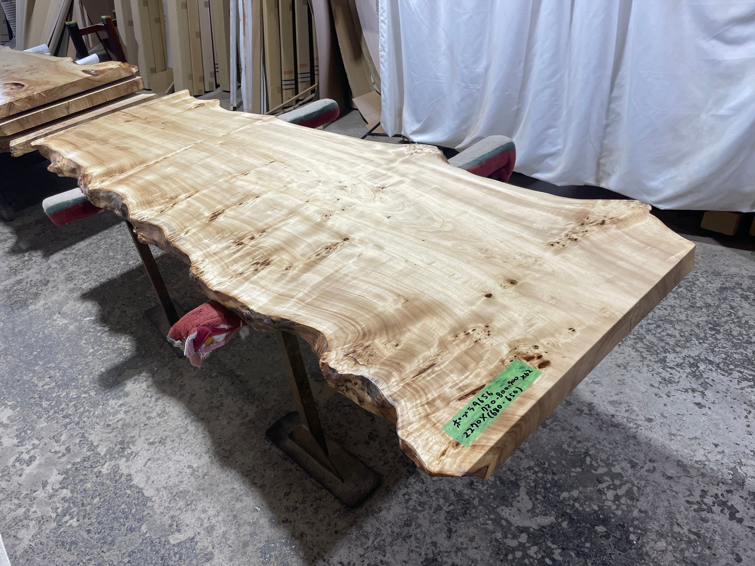 ポプラ9656 一枚板無垢 乾燥材 2270x720-800-700x62mm カウンター センターテーブル ダイニングテーブル