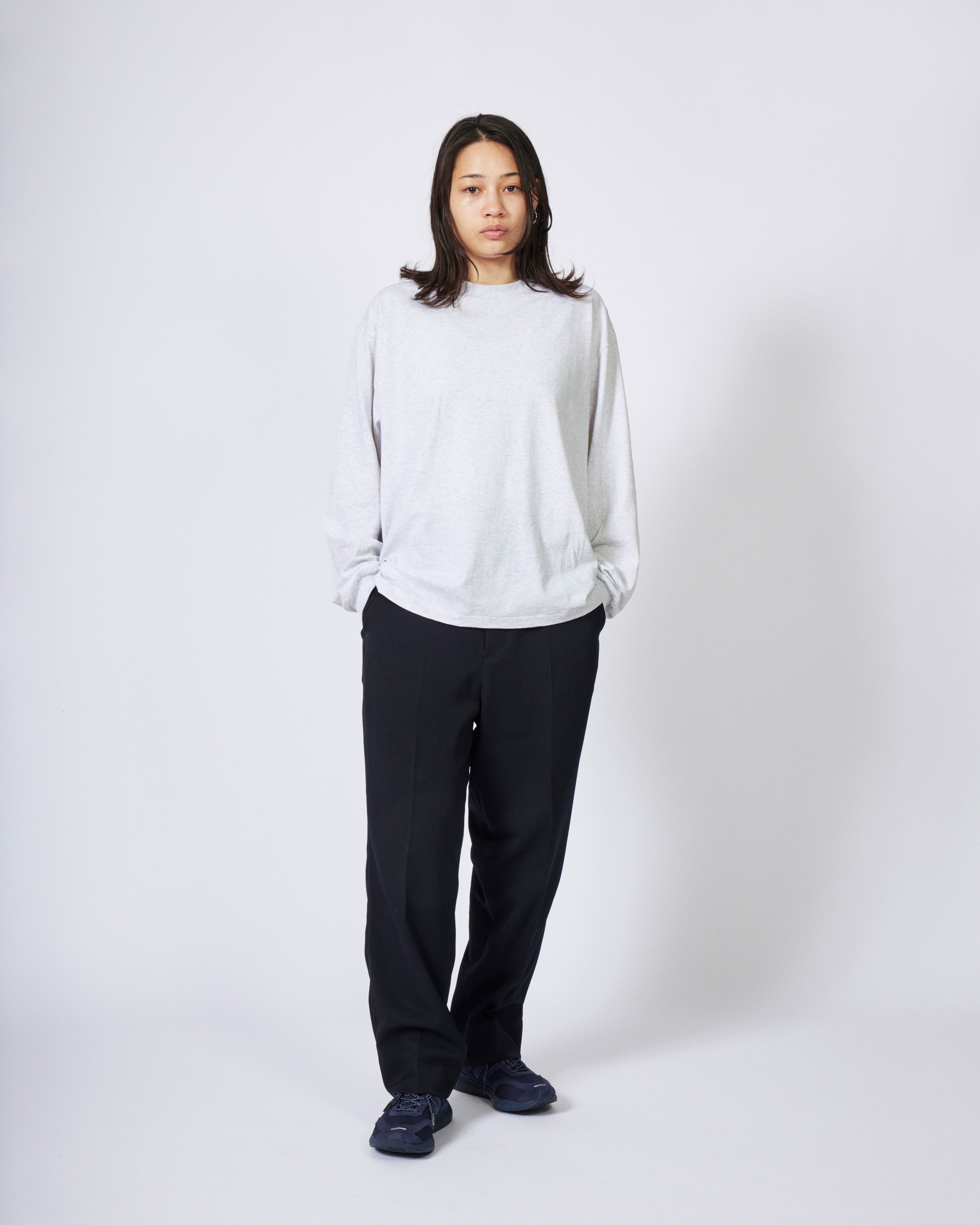everyone american cotton long sleeve tee shirt (ASH) | everyone