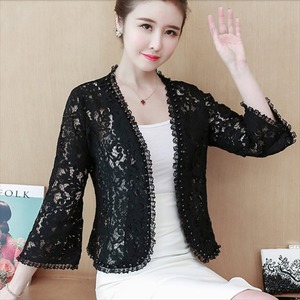 【送料無料】 レースカーディガン 2色 花柄 ショート丈 ビジュー装飾 エレガント系 きれいめ 大人可愛い フェミニン 透け感 シースルー エレガント系 夏 体系カバー 30代 40代 レディースファッション 可愛い パーティ 結婚式 お呼ばれ 二次会 ゆったり 大きめ プラスサイズ ラージサイズ