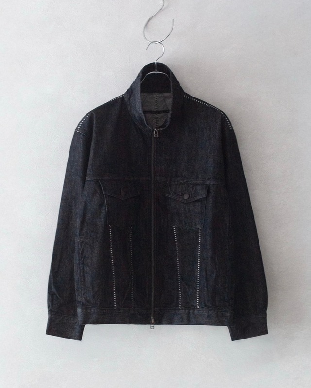 my beautiful landlet 12.5oz DENIM ZIP JACKET - One Wash BLACK-OW