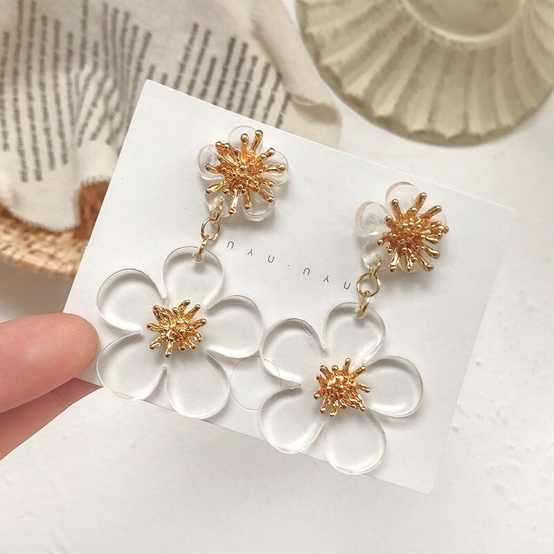 レッドイヤリング ロング 大人ガーリー スウィート キュート カジュアル 指輪 フラワーデザイン ブラック・アイド・ピーズ38132136877