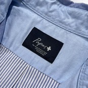 PAPAS PLUS パパス プラス BD 長袖 クレイジーパターン オックスフォード シャツ サイズ M /ブルー系×グレー系/メンズ/日本製