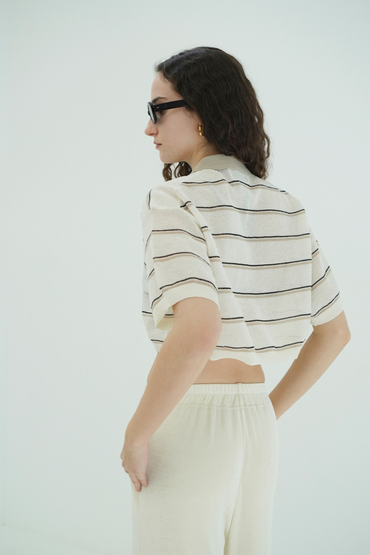 CLANE SPONGY SHEER POLO KNIT TOPS 3色展開