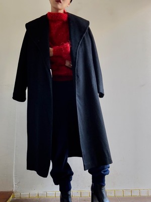 50-60s Vintage Solid Black Coat