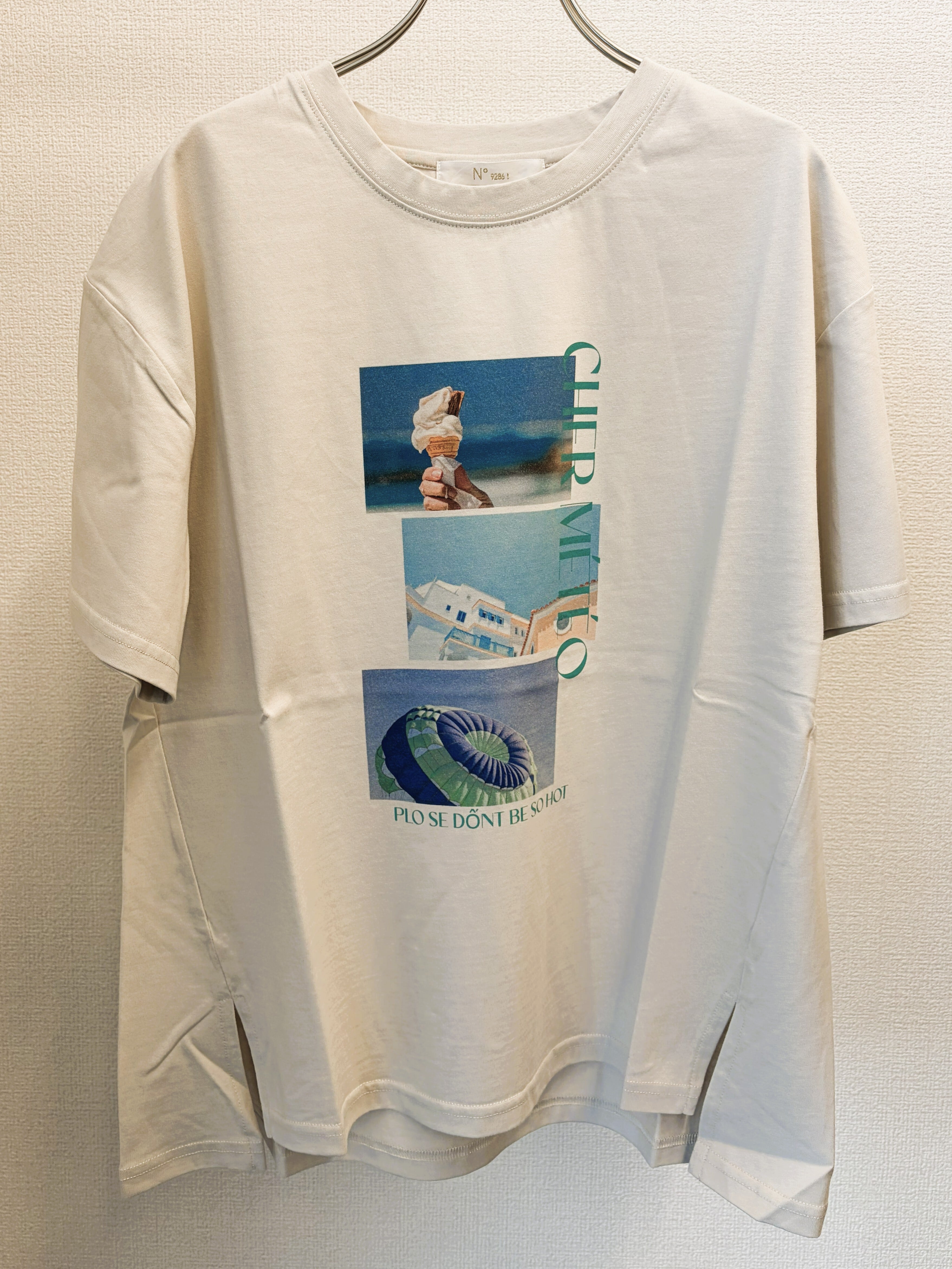 N°9286!】21s度詰め天竺フォトプリントスリットTシャツ（9207-63029