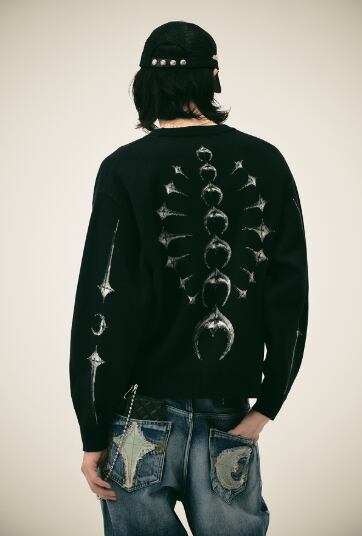 即日発送　Thug club Bone Knit Cardigan Thug Club TC Bone Knit Cardigan Black - SS26 - US