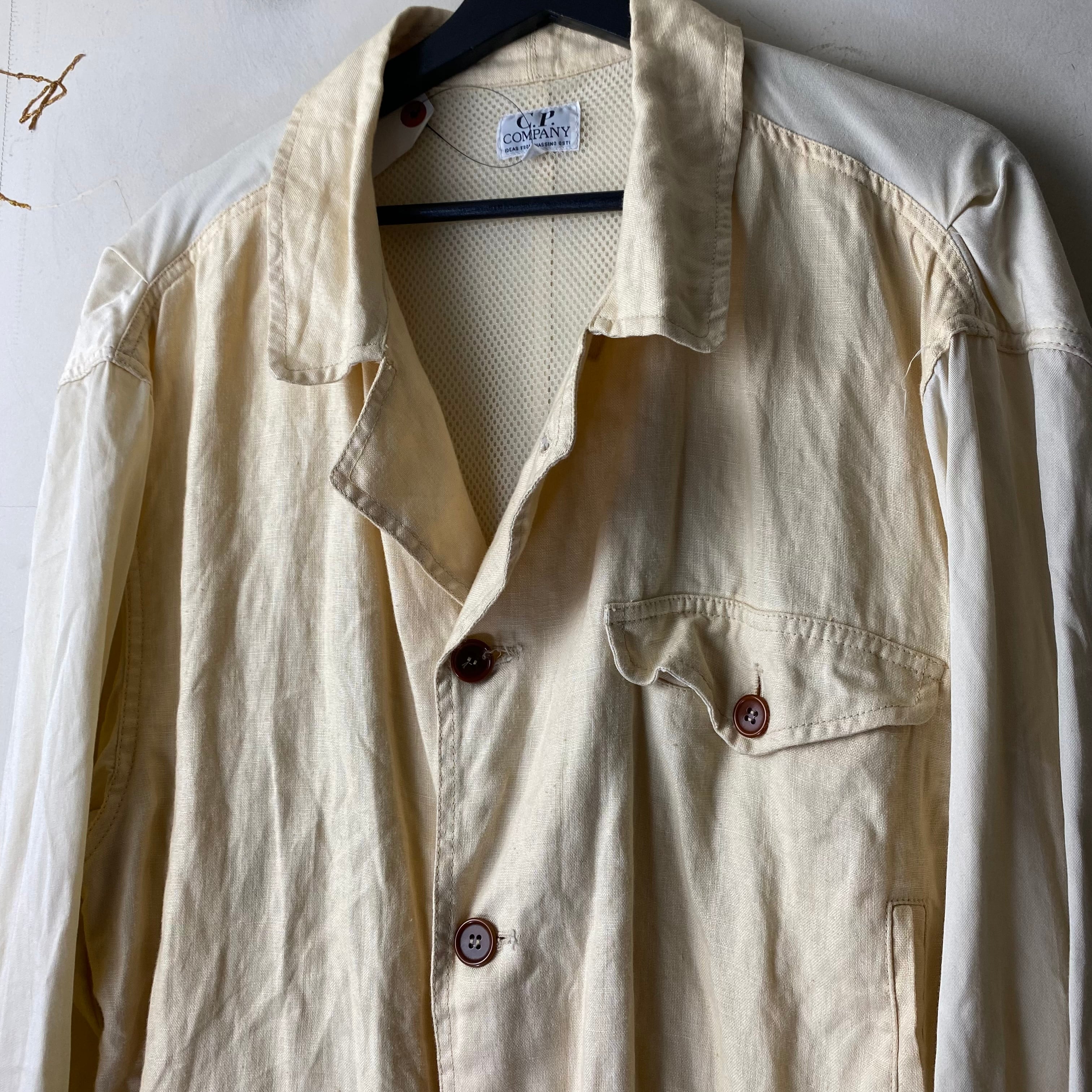 vintage C.P.COMPANY linen switching rayon jacket | NOIR ONLINE