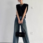 French Sleeveless Padded Shoulder Vest T-Shirt (ME435)