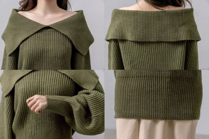 オフショルニット callautia（カラウティア） ニット セーター Wジップオフショルニット