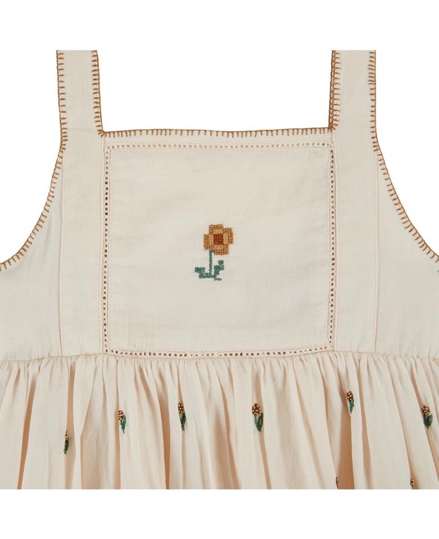 【Emile et Ida】Cream Embroidered Floral Dress