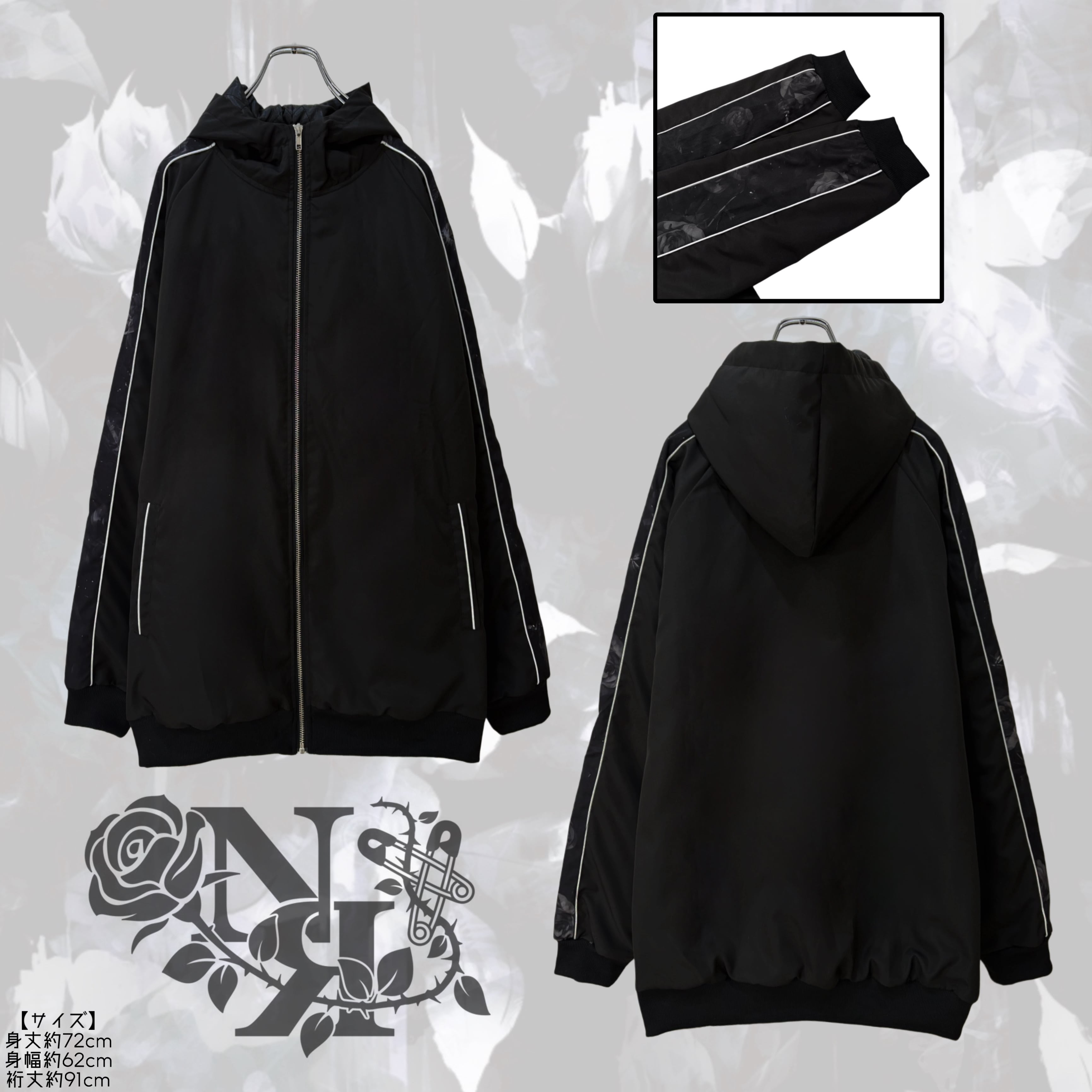 ☆内側キルティング仕様☆HIGH NECK黒薔薇ZIP OUTER | NIER CLOTHING