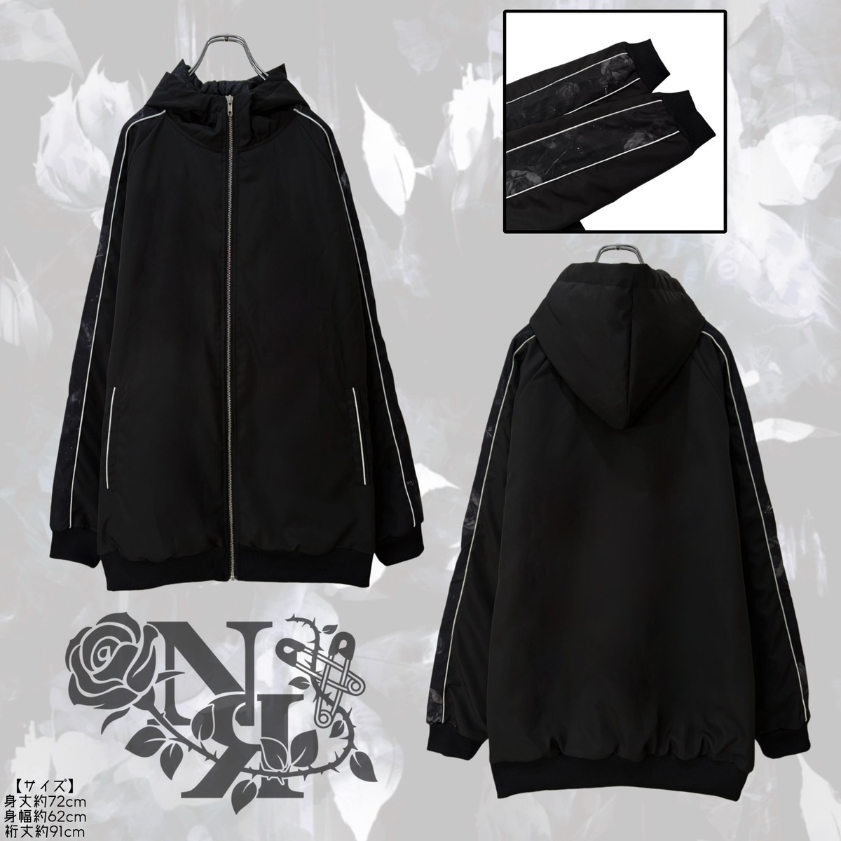 ☆内側キルティング仕様☆HIGH NECK黒薔薇ZIP OUTER | NIER CLOTHING