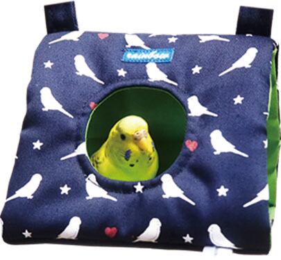 【小鳥用品】ミニミニさんかくトンネル(セキセイインコプリント)　ベージュ/ネイビー