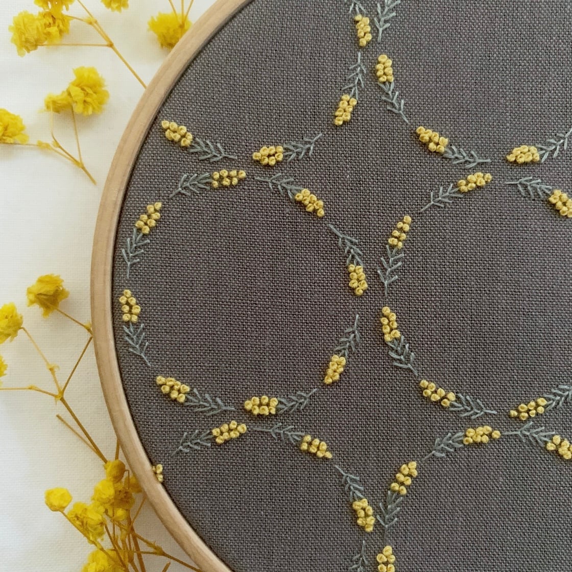 PDF図案/pattern [ミモザのリース/mimosa wreath] | theRibbonknot