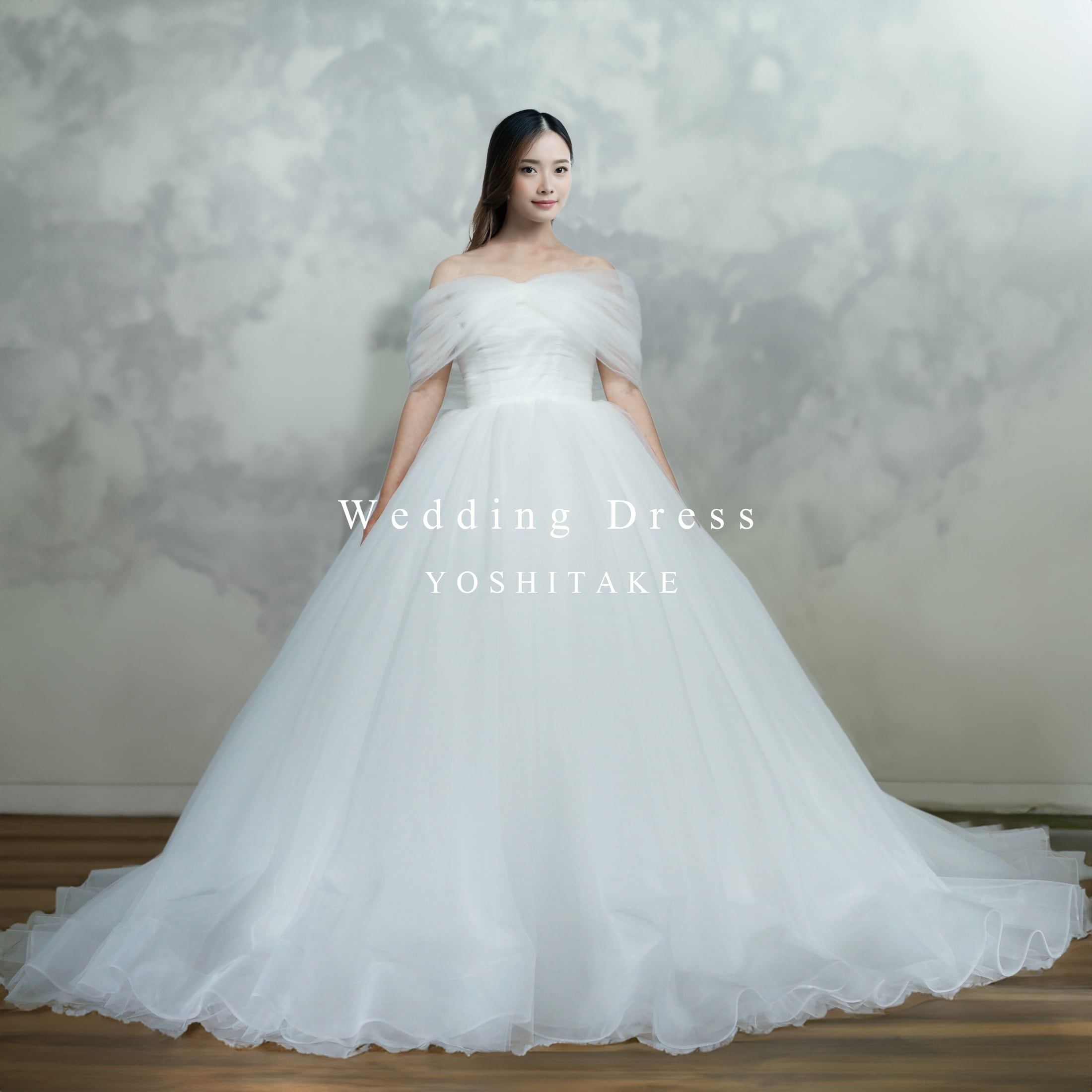 【オーダー制作】ウエディングドレス(無料パニエ) ウエディングドレス.白.オーガンジー.オフショル.プリンセスライン ※制作期間4週間から8週間 Y2771