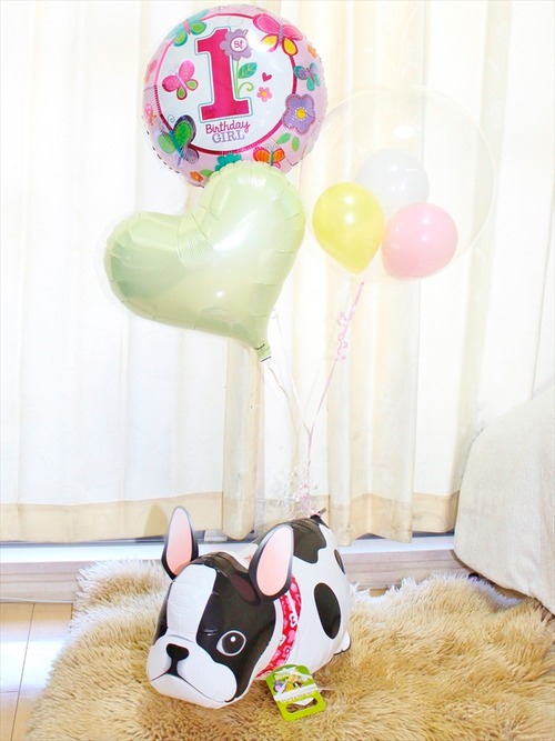 【１歳のお誕生日】フレンチブルドッグのパステルピンクの贈り物