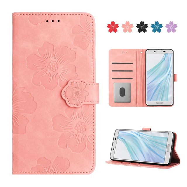 AQUOS sense2 / SHV43 / SH-01L/ SH-M08 /Android One S5 ケース 手帳型 カバー スマホケース 人気 おしゃれ アクオス センス2 ケース 手帳 カバー スマホケース 高級PUレザー 全面保護 SHARP アンドロイドワン S5 カバー かわいい 美しい桜の柄 アクオス SH01L ケース カード収納 マグネット式 スタンド機能(ピンク)