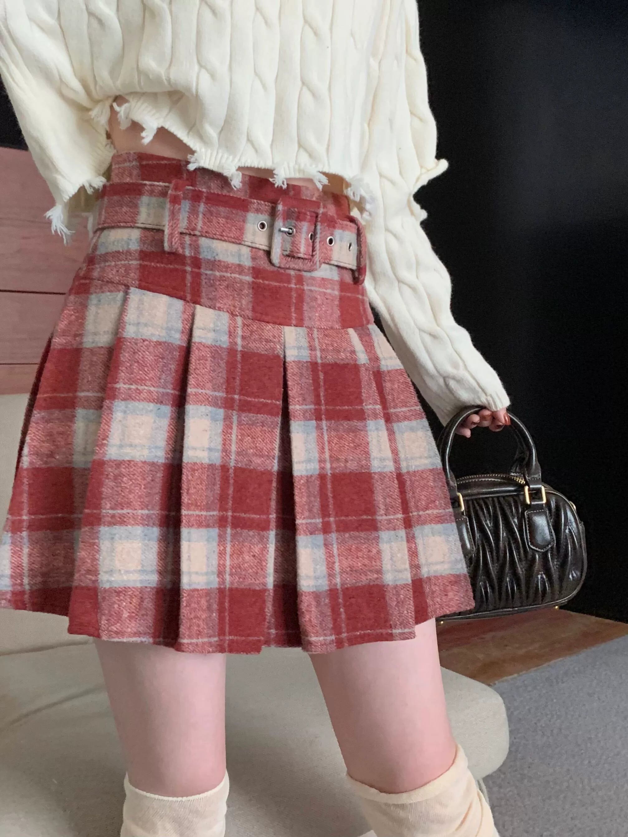 アナイ 38ビエラチェックプリーツ スカート