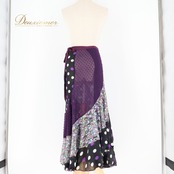 フラメンコ 衣装 巻きスカート ラップスカート ファルダ スカート 紫 黒 ドット 水玉 フリル ボランテ リボン 軽い 薄い ブラック系 パープル系 おしゃれ ドレッシー カジュアル パーティー イベント ダンス衣装 シンプル フェミニン 軽量
