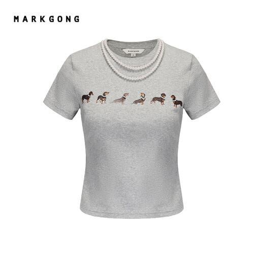 ジェニ着用 シャツ blackpink ソウルコン限定 Lサイズ グレー MARK GONG】BLACKPINKのジェニ着用!DOG PRINT JERSEY T-SHIRT