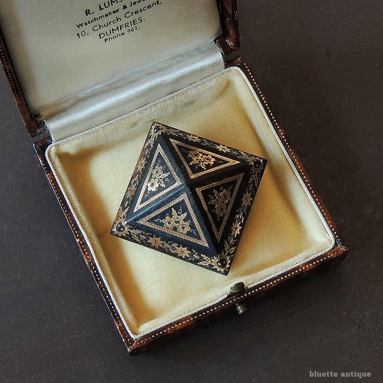 アンティークジュエリー ピクウェ スクエア ブローチ 【忘れな草】(ソーティングメモ付)