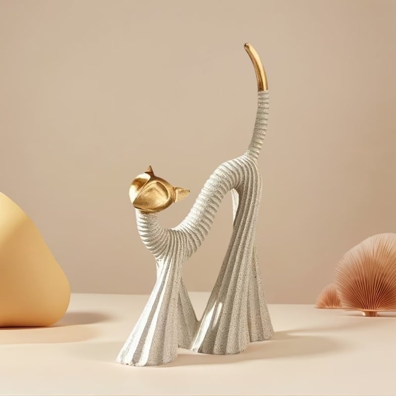 オブジェ 猫 抽象的 モダン アート おしゃれ かわいい インテリア 置物 オーナメント 装飾 ディスプレイ ねこ ネコ キャット 動物 アニマル 玄関 リビング ギフト 贈り物 プレゼント
