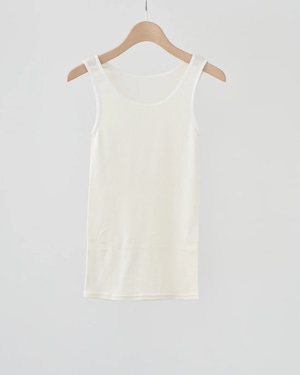 汗悩みを救う、シルク100%リブタンクトップ / パールホワイト / くらしきぬ