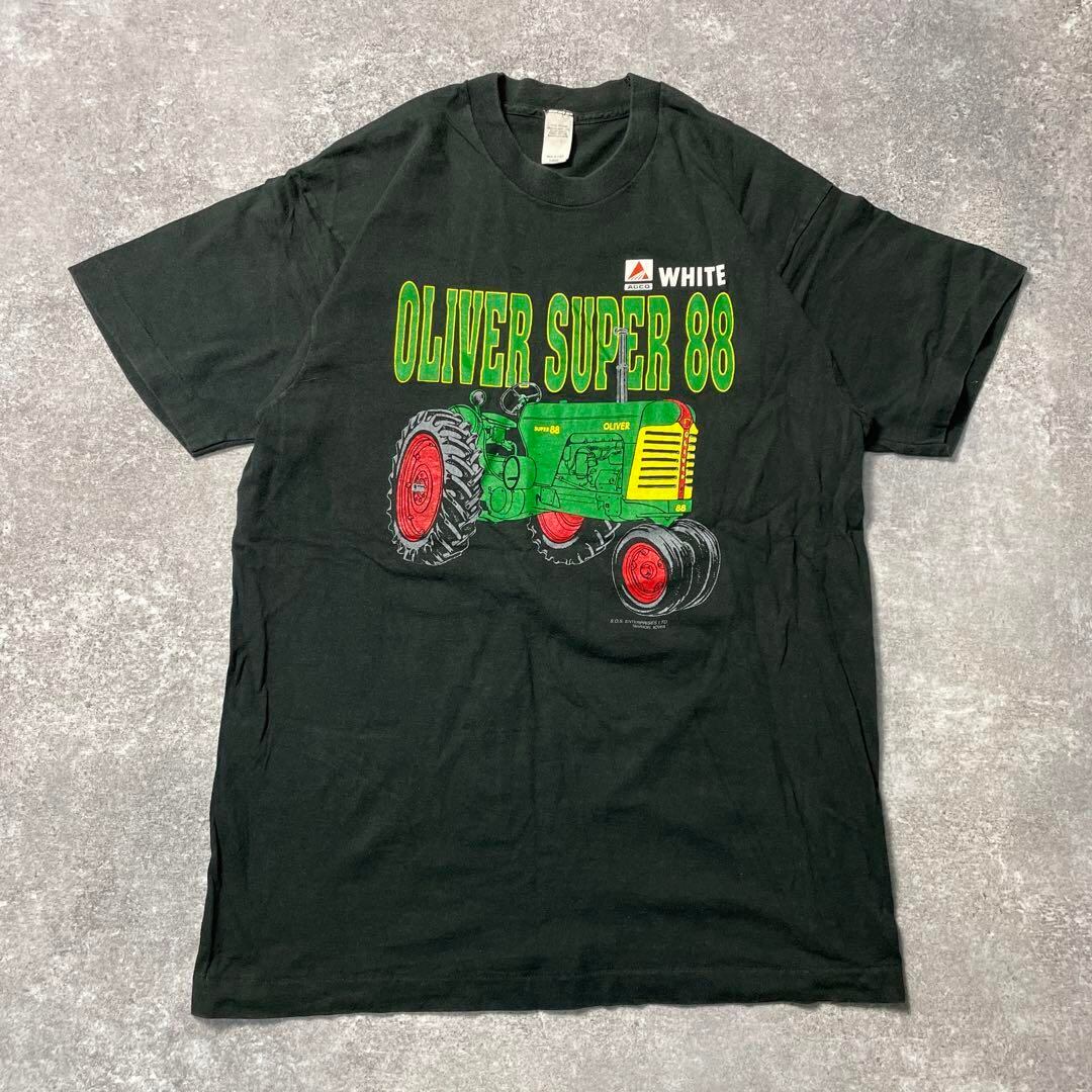 90s vintage Oliver super トラクター Tシャツ 黒色