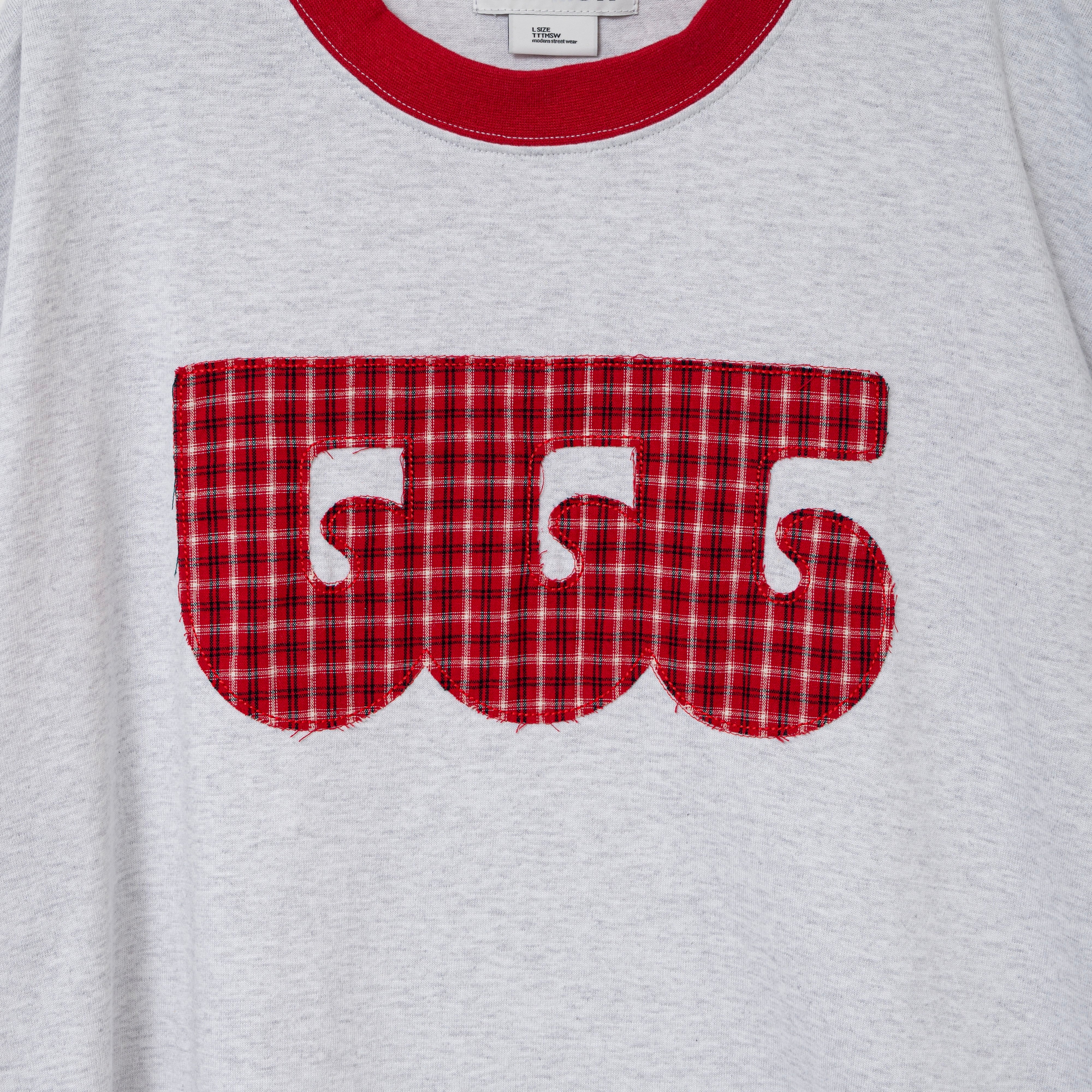 TTT wave logo ringer T-shirt（GREY × CHECK） | TTTMSW