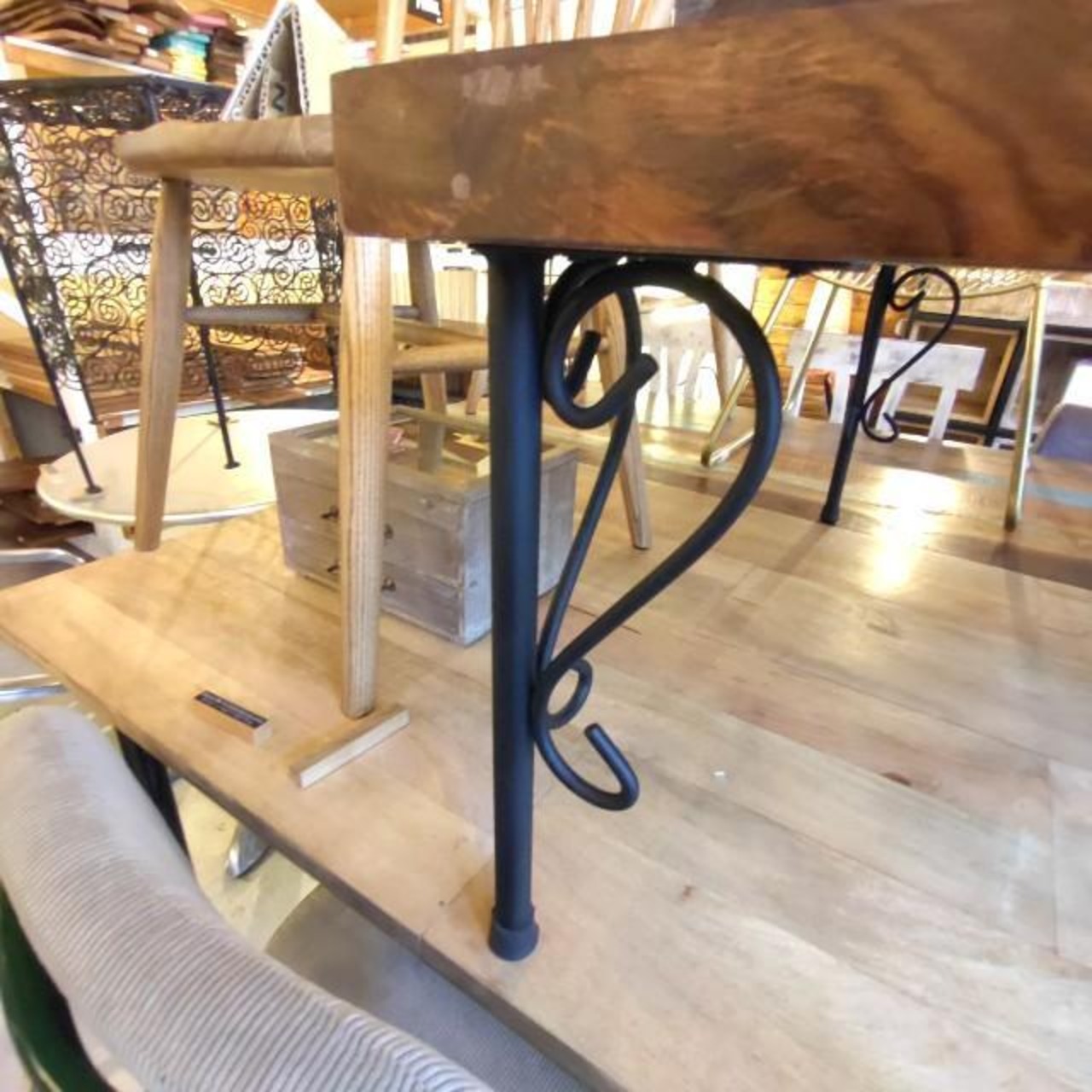 【店頭受取専用商品】TOPANGA　Furniture　シーシャムウッド寄せ木スクエアローテーブル　リビング　インテリア