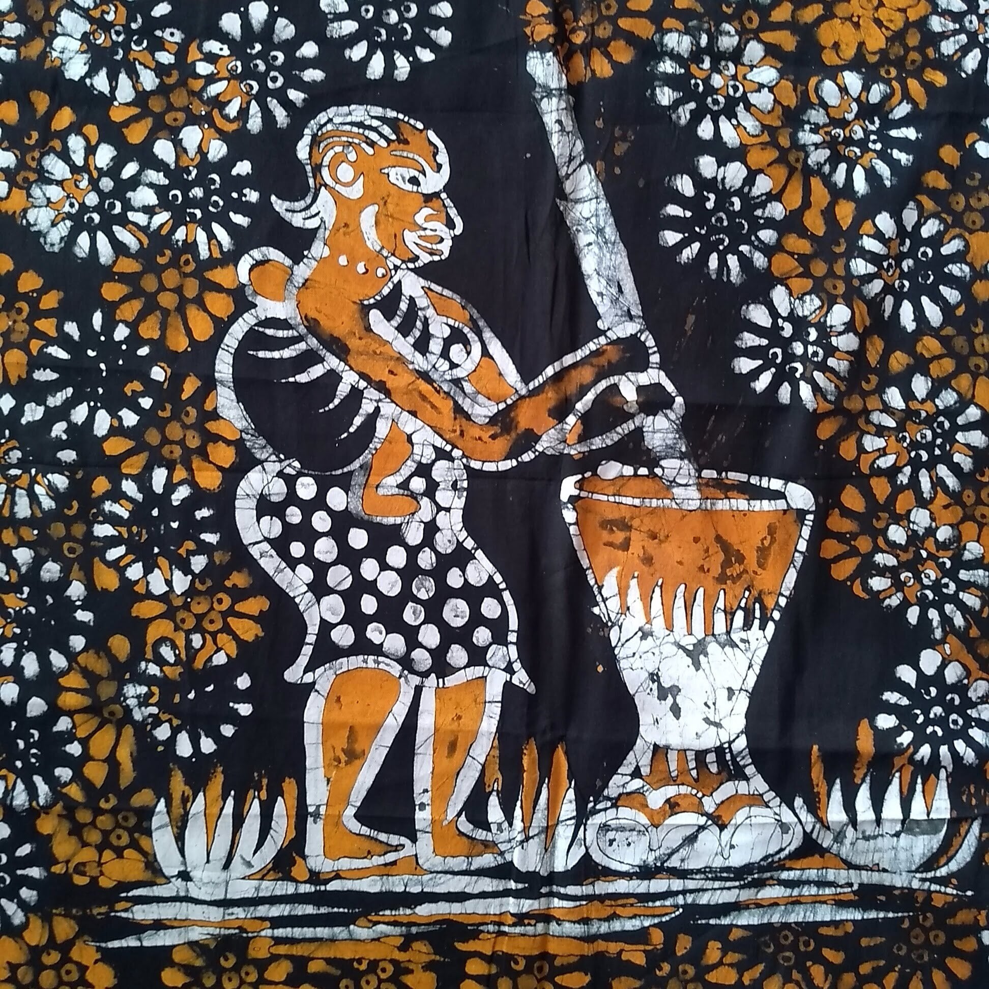 アフリカ ケニア 手描き 飾り布 ろうけつ染め ワックスアート