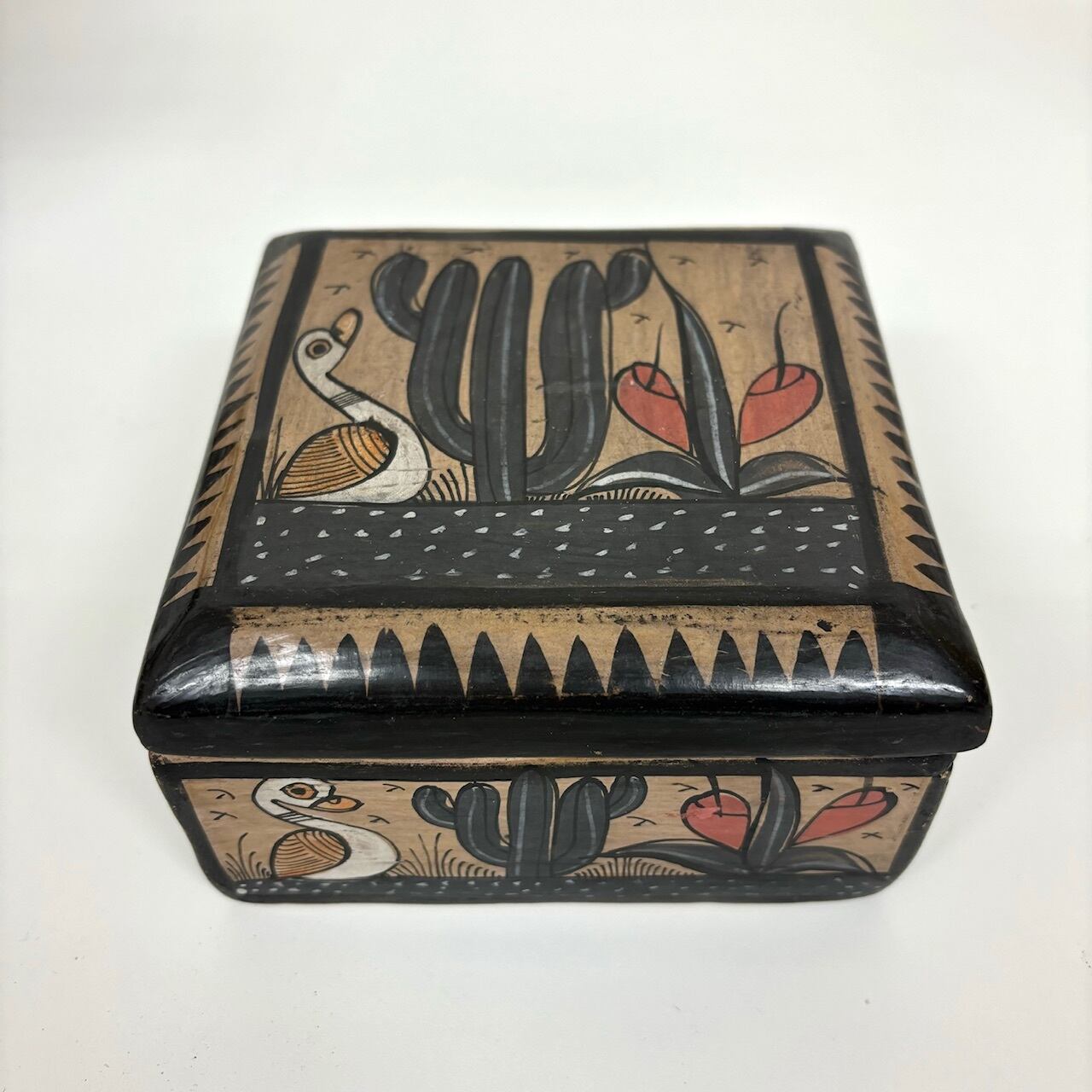 ■希少■メキシコ・トナラ陶器箱■ヴィンテージ・トナラ焼き・Mexico・小物入れ Mexico メキシコ トナラ焼き ハンドペイント 小物入れ ジュエリー