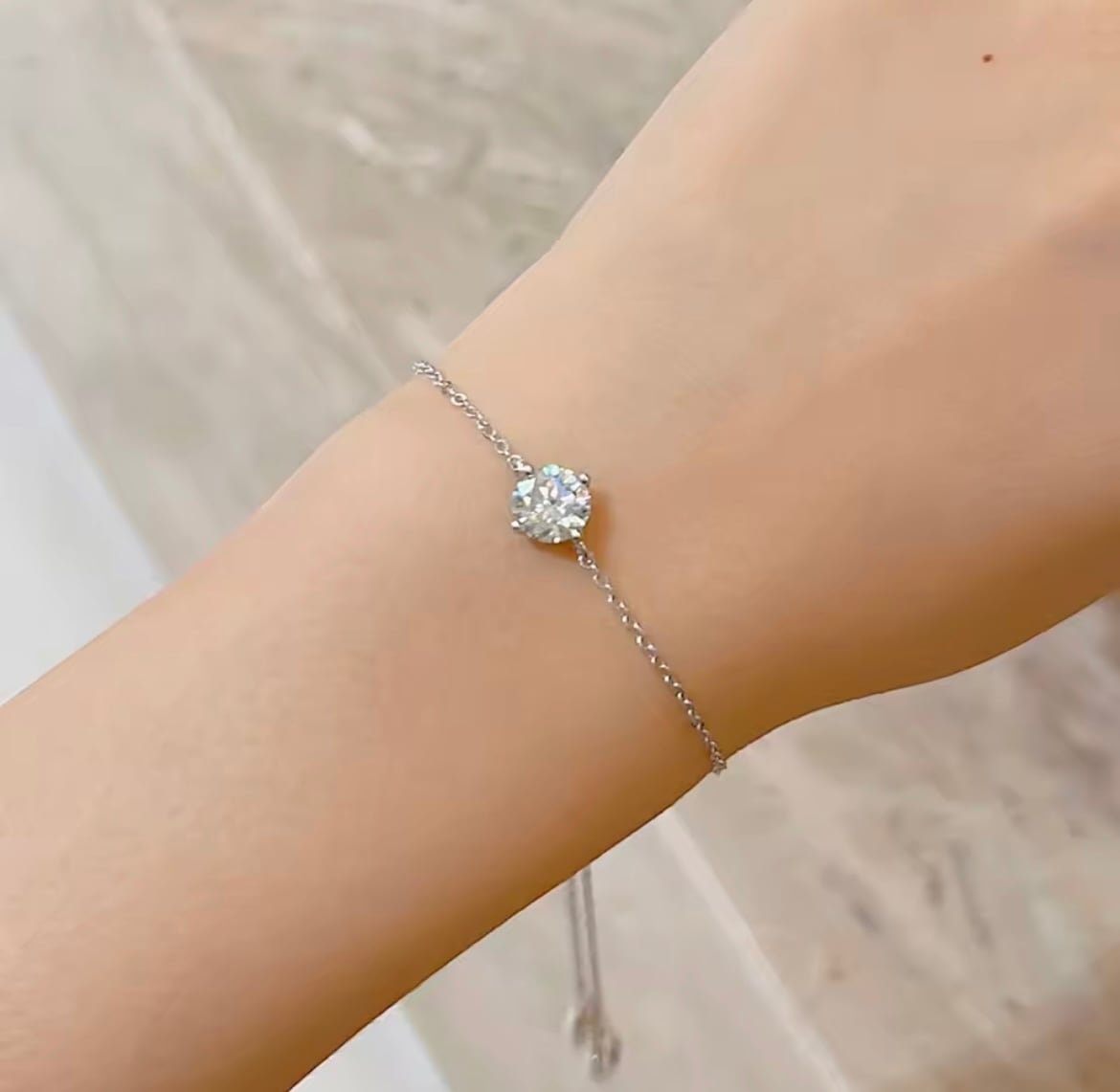 全石モアサナイト×S925刻印入り 高級ブレスレット 最上級】三層モアサナイト テニスチェーンブレスレット｜S925刻印