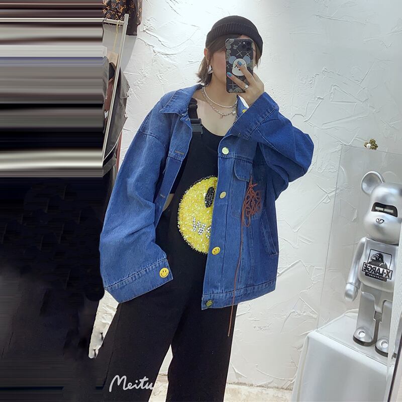 プラスサイズの婦人服2020年秋新しいファッションeignスタイルファットmmルーズベリーデニムジャケットトップスは薄いです ミックスインファッション50492014141