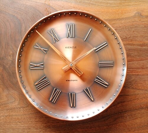 ドイツ製 KIENZLE 銅 コパーフレーム 壁時計 キンツレー ヴィンテージ 壁掛け時計 アンティーク ig1036