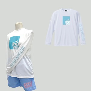 アームデザイン2　ロングTシャツ　ホワイト×ミントブルー