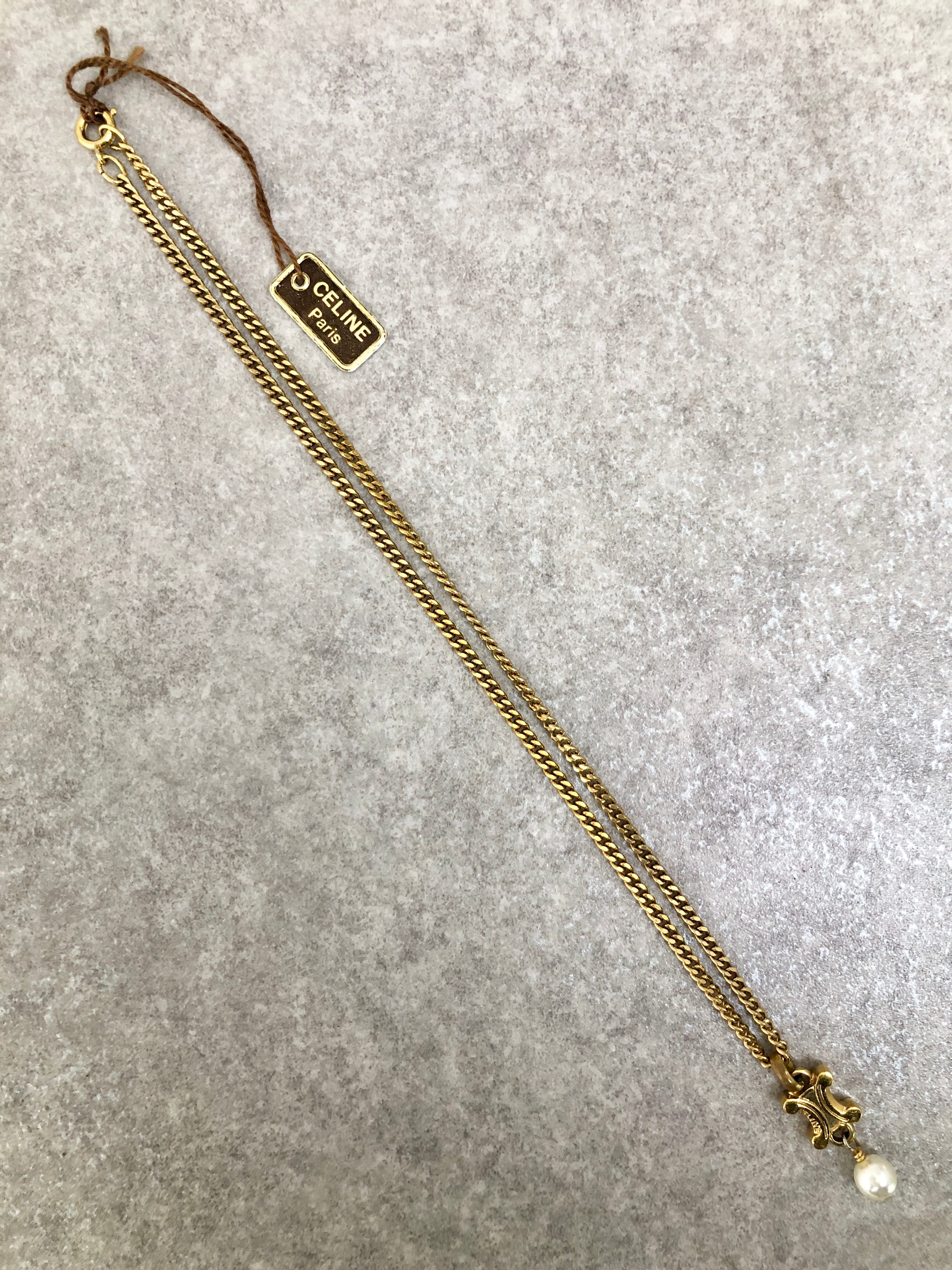 CELINE セリーヌ ネックレス ゴールド ブラゾン フェイクパール CELINE セリーヌ ネックレス ゴールド ブラゾン フェイクパール