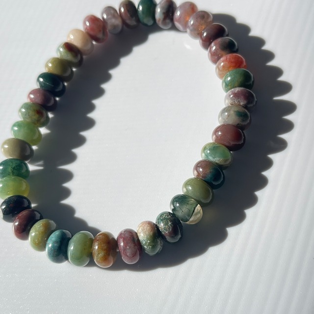 インディアンアゲート ロンデルブレスレット｜マルチカラー 天然石ブレス