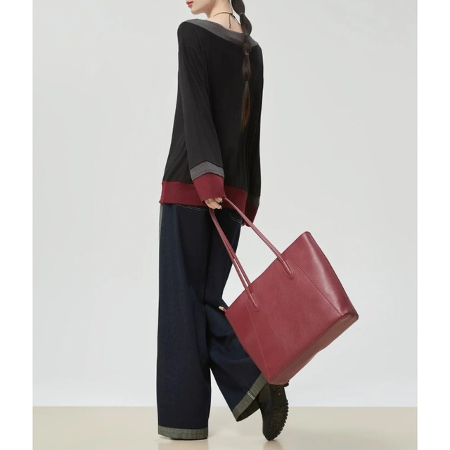 Color block wide sleeve cutsew C1328