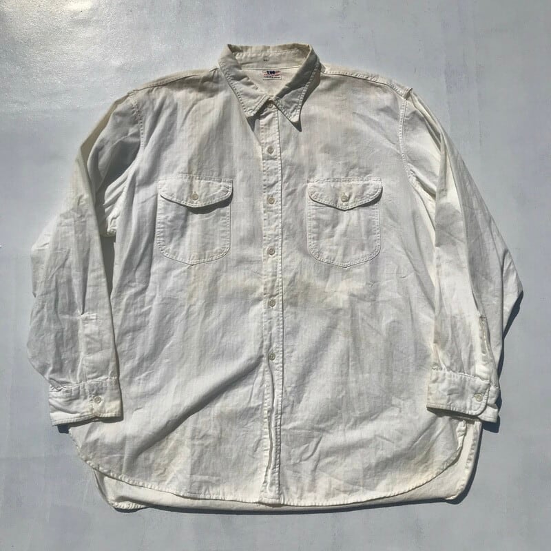 50's Lee リー ヘリンボーンワークシャツ SANFORIZED HBT ホワイト 白