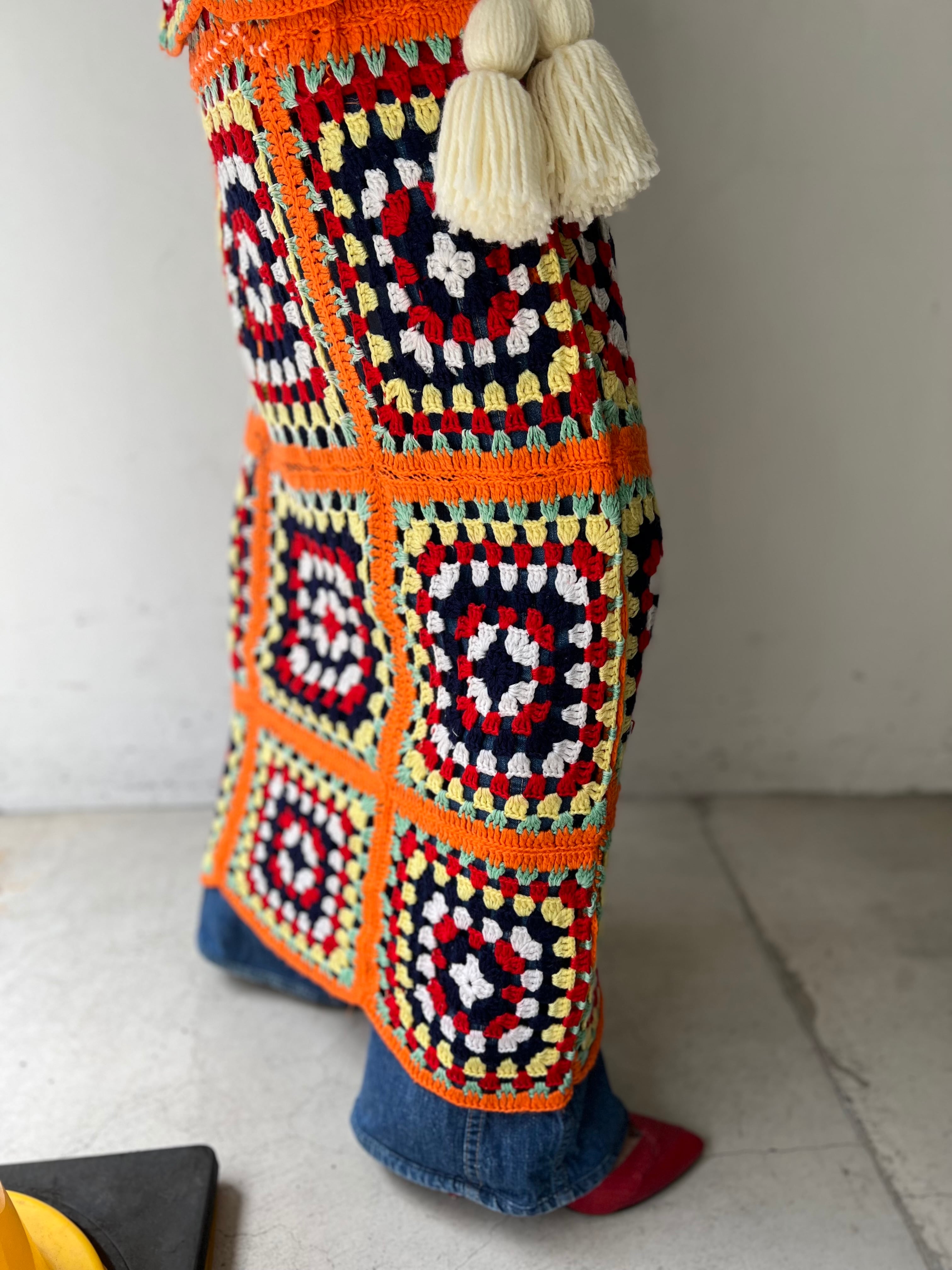 Vintage handmade granny square knit skirt ( ヴィンテージ