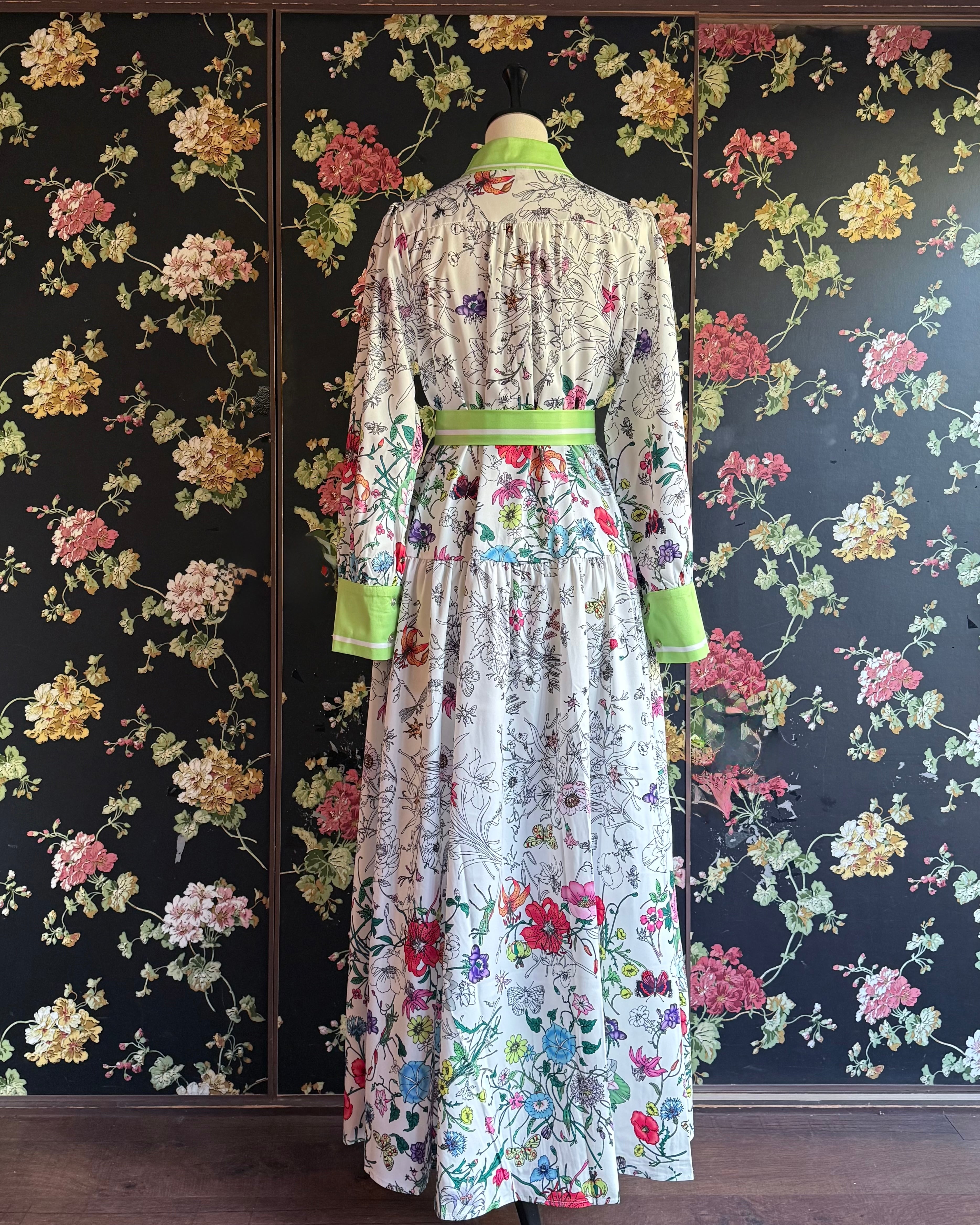 LEONARD FASHION 花柄ワンピース ドレス Calla lily 送料無料 ◇ D2547 リボン付き カラフル クラシカルフラワー 前開き