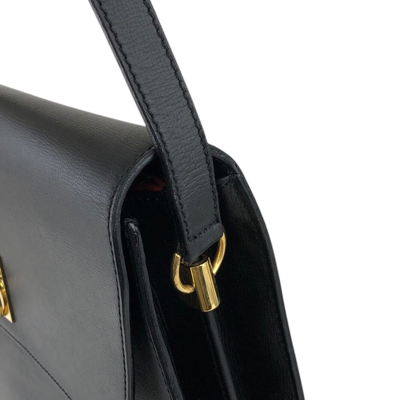 CELINE セリーヌ ショルダーバッグ ブラック ガンチーニ レザー A4