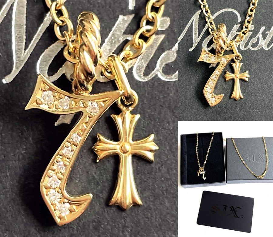 SJX　エスジェイエックス 　 DIAMOND NUMBER CHARM (7) wait クロス チャーム　 K18 YELLOW GOLD　パヴェ  ダイヤモンド 0.05ct | brand cross tokyo powered by BASE