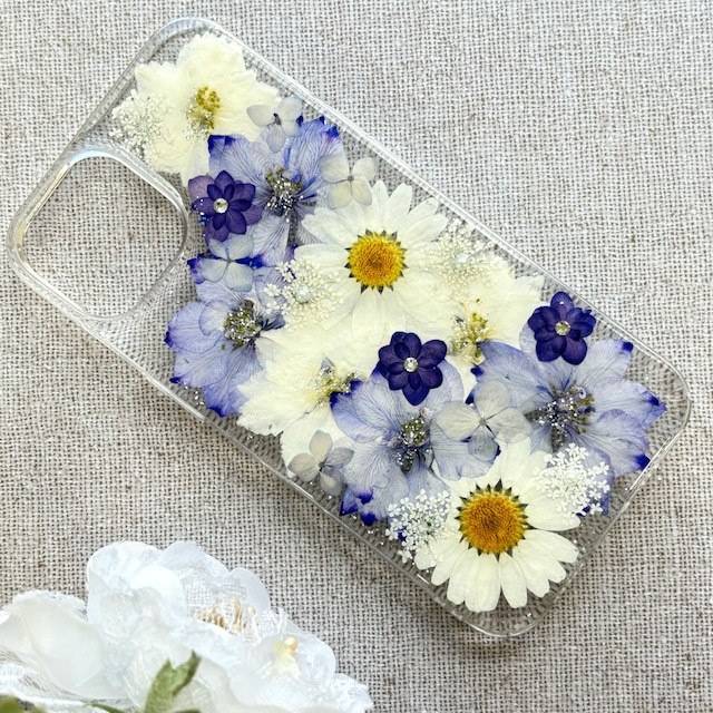 【ほぼ全機種対応スマホケース❁】押し花スマホケース NO.612 押し花＆レジン iPhone8以降全機種/Xperia/AQUOS/Galaxy他